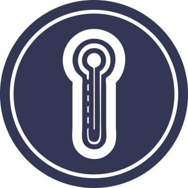 Bir insan tarafından çizilmiş cam termometre dairesel simgesi