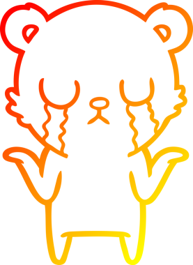 Bir insan tarafından çizilen ağlayan çizgi film ayısının sıcak çizgi çizgisi.