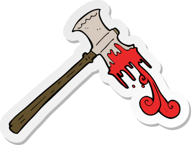 Bir insan tarafından çizilmiş katil baltasının çıkartması.