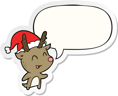 Bir insan tarafından çizilmiş konuşma kabarcığı etiketli karikatür Noel geyiği.