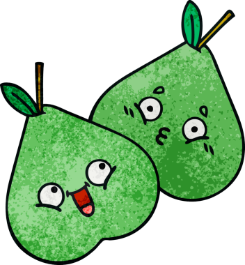 Bir insan tarafından çizilmiş yeşil armut retro grunge desen karikatürü