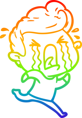 Bir insan tarafından çizilmiş ağlayan bir adamın çizdiği gökkuşağı gradyan çizgisi.