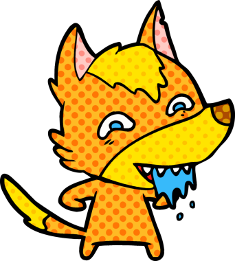 Bir insan tarafından çizilmiş tilki çizgi film karakteri