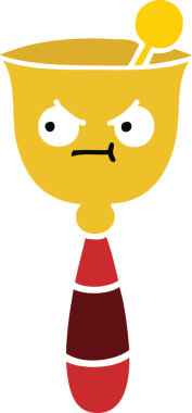 Bir insan tarafından çizilmiş okul çanının düz renkli retro karikatürü