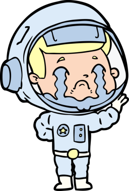 Bir insan tarafından çizilmiş ağlayan astronot çizgi filmi.