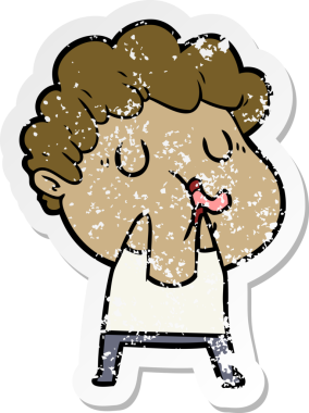 Bir insan tarafından çizilmiş karikatür adamın sıkıntılı çıkartması.