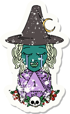 Retro Dövme Tarzı Hüzünlü Yarı Ork Cadı Karakteri