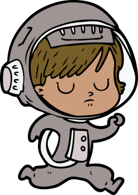 Bir insan tarafından çizilmiş astronot kadın.