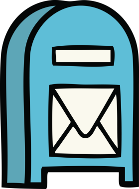 Bir insan tarafından çizilmiş şirin bir posta kutusu karikatürü.