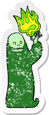 Bir insan tarafından çizilen cadılar bayramı hortlağının gerilmiş çıkartması.