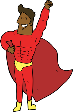 Bir insan tarafından çizilmiş süper kahraman çizgi filmi.