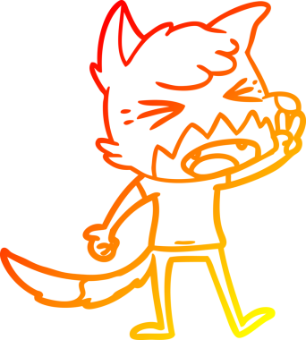 Bir insan tarafından çizilmiş kızgın bir tilkinin sıcak çizgi çizimi