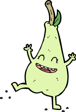 Bir insan tarafından çizilmiş mutlu dans eden armut.