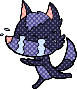 Bir insan tarafından çizilmiş ağlayan kurt çizgi filmi.