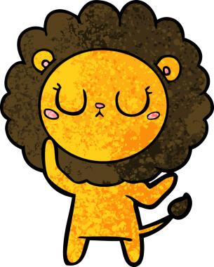 Bir insan tarafından çizilmiş çizgi film aslanı.