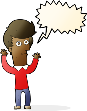 Bir insan tarafından çizilen konuşma baloncuğuyla adamı şok eden çizgi film.