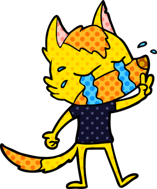 Bir insan tarafından çizilmiş tilki çizgi film karakteri