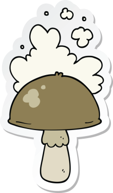 Bir insan tarafından çizilmiş spor bulutlu bir mantar çıkartması.