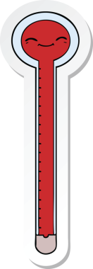 Bir insan tarafından çizilmiş karikatür termometresinin etiketi.