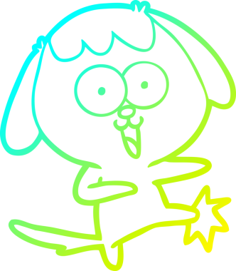 Bir insan tarafından çizilmiş şirin bir çizgi köpeğin soğuk gradyan çizgisi.