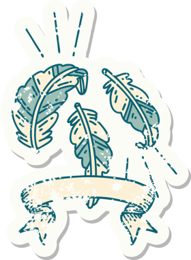 Bir insan tarafından çizilmiş eski bir dövme tüyü çıkartması.