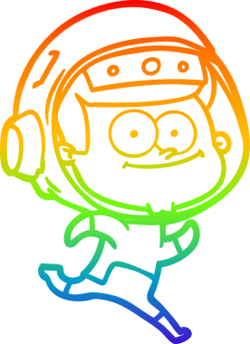 gökkuşağı gradyan çizimi mutlu bir astronot çizgi filmi bir insan tarafından çizildi