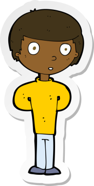 Bir insan tarafından çizilmiş endişeli bir karikatür çıkartması.