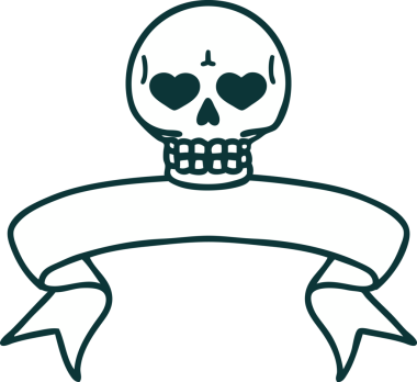 Bir insan tarafından çizilmiş geleneksel bir kafatası dövmesi.