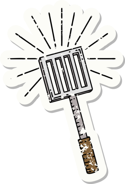 Bir insan tarafından çizilmiş eski bir dövme stili mutfak spatulası.