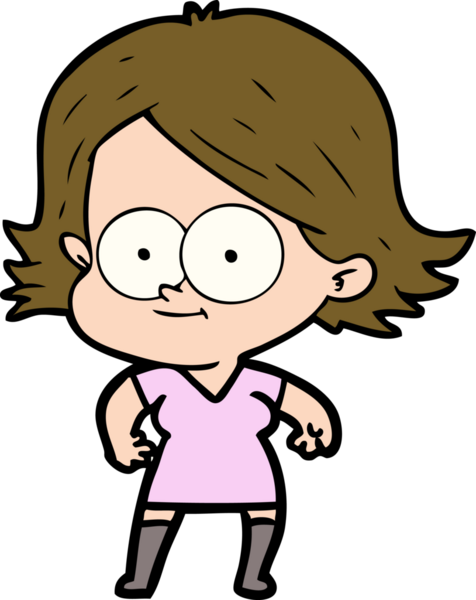 Bir insan tarafından çizilmiş mutlu çizgi film kızı.