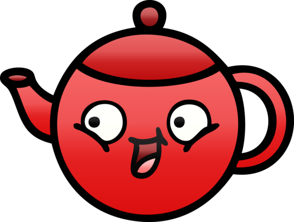 Bir insan tarafından çizilmiş bir çaydanlığın gölgelenmiş karikatürü.