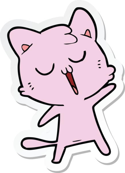 Bir insan tarafından çizilmiş çizgi film kedisinin çıkartması.