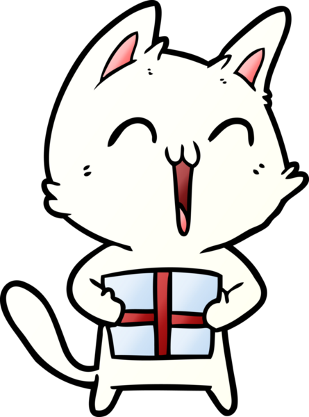 Bir insan tarafından çizilmiş mutlu çizgi film kedisi.