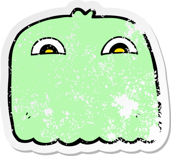 Bir insan tarafından çizilmiş karikatür bir hayaletin sıkıntılı çıkartması.