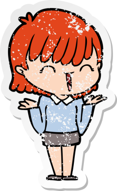 Bir insan tarafından çizilmiş karikatür bir kadının sıkıntılı çıkartması.