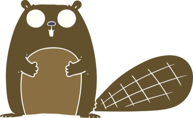 Bir insan tarafından çizilmiş düz renk çizgi film kunduzu