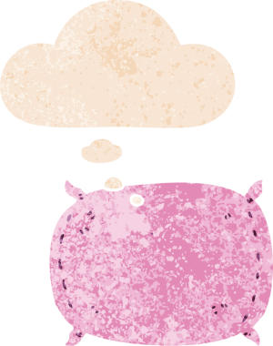 Düşünce baloncuklu karton yastık grunge sıkıntılı retro dokuma tarzı bir insan tarafından çizilmiş