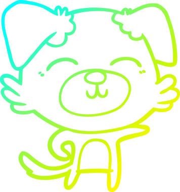 Bir insan tarafından çizilen çizgi film köpeğinin soğuk gradyan çizimi