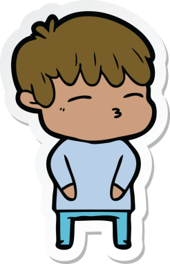 Bir insan tarafından çizilmiş meraklı bir çocuğun çıkartması.