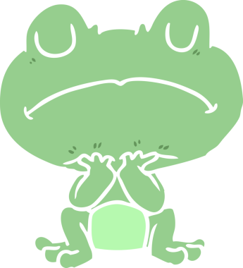 Bir insan tarafından çizilmiş düz renkli kurbağa.