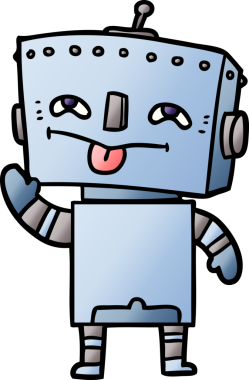 Bir insan tarafından çizilmiş çizgi film robotu