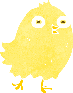 Bir insan tarafından çizilmiş komik çizgi film kuşu.