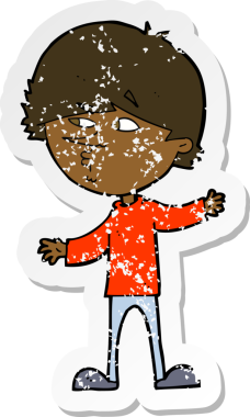 Bir insan tarafından çizilmiş garip bir çizgi filmin gerilimli çıkartması.