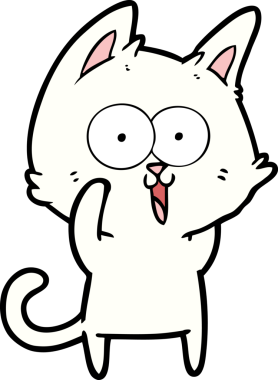 Bir insan tarafından çizilmiş komik çizgi film kedisi.