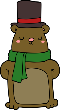 Bir insan tarafından çizilmiş çizgi film ayısı.