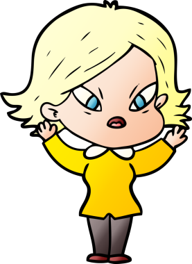 Çizgi film bir insan tarafından çizilmiş stresli kadın.