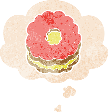 Düşünce baloncuklu çizgi film bisküvisi grunge sıkıntılı retro dokuma tarzı bir insan tarafından çizilmiş