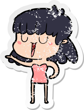 Bir insan tarafından çizilmiş karikatür bir kadının sıkıntılı çıkartması.