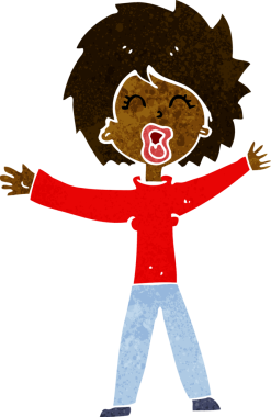 Bir insan tarafından çizilmiş karikatür kadın bağırıyor.