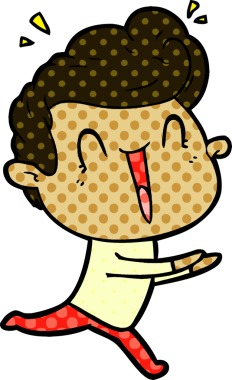 Bir insan tarafından çizilmiş heyecanlı bir çizgi film.